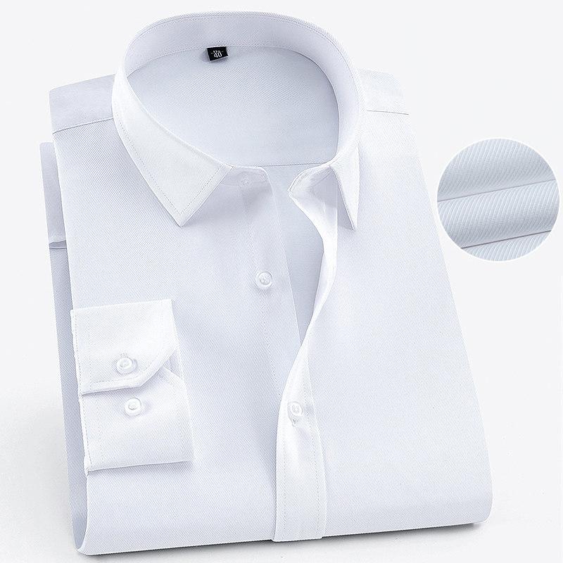 Herren-Hemd, klassisch, Standard-Passform, langärmelig, Basic-Kleiderhemd, solides Twill-Hemd, formelles Hemd für Business, Arbeit, Büro 43 weiß von Joom DACH