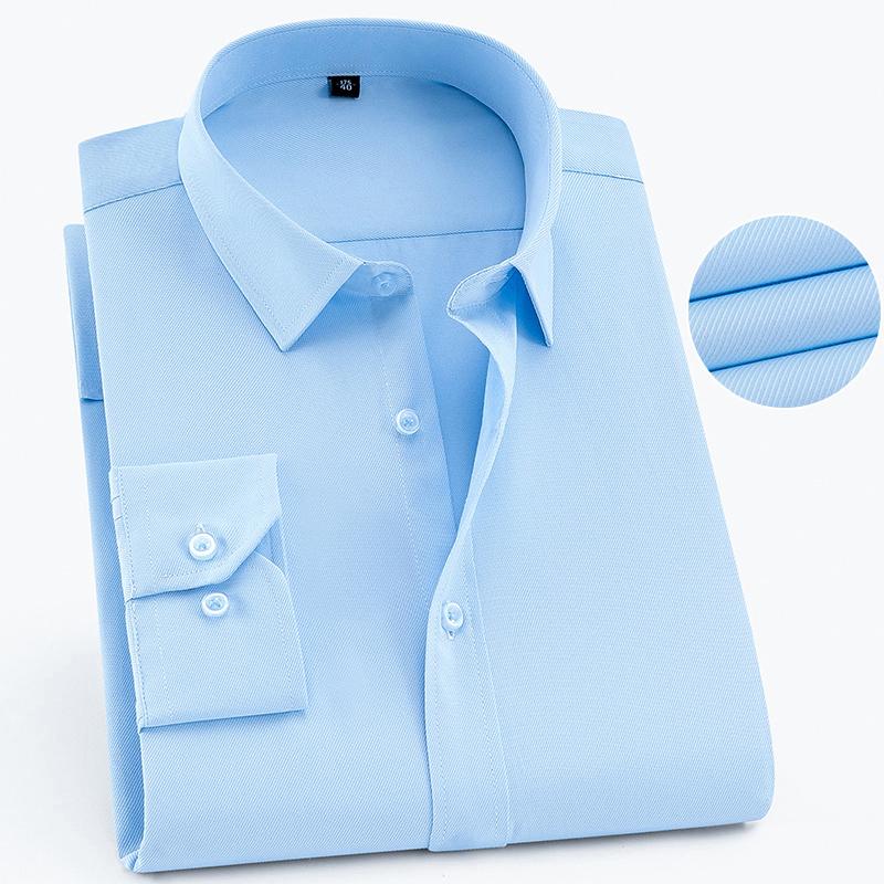 Herren-Hemd, klassisch, Standard-Passform, langärmelig, Basic-Kleiderhemd, solides Twill-Hemd, formelles Hemd für Business, Arbeit, Büro 44 hellblaue von Joom DACH