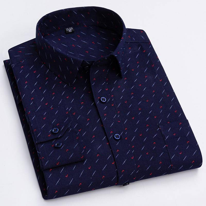 Herren-Hemden mit hohem Baumwollanteil, bedruckt, lässig, langärmelig, weiche Herrenkleidung, Freizeit XL von Joom DACH