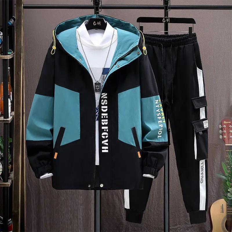 Herren Herbst Casual Sets Zweiteiler Trend Kapuzenjacke + Hose Frühlingsmode Koreanische Baseballuniform Anzug Mann Outfit M von Joom DACH