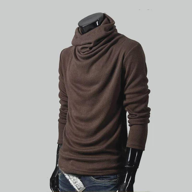 Herren Herbst Einfarbig Slim Fit Stehkragen Langarm T-Shirt 2XL kaffeebraun von Joom DACH