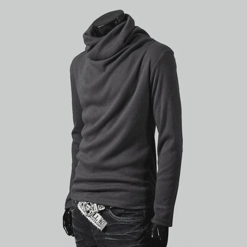 Herren Herbst Einfarbig Slim Fit Stehkragen Langarm T-Shirt Medium dunkelgraue von Joom DACH