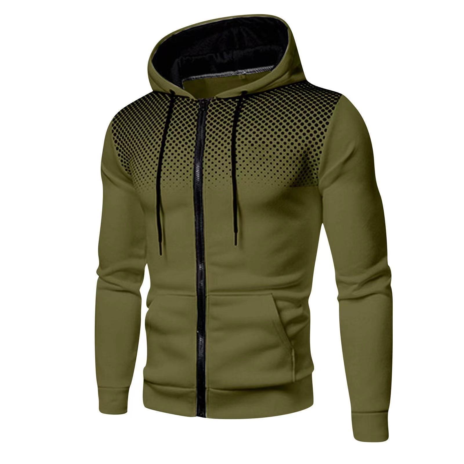 Herren Herbst Kapuzenjacke Langarm Pullover Hoodie Zip Up Cardigan Baumwolle Kapuzenpullover Mantel L dunkelgrüne von Joom DACH