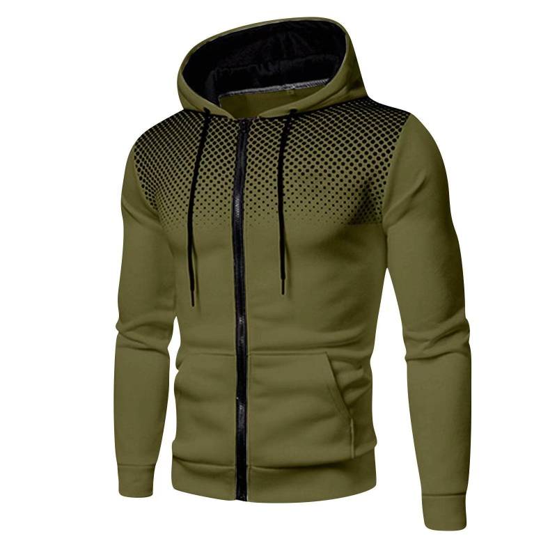 Herren Herbst Kapuzenjacke Langarm Pullover Hoodie Zip Up Cardigan Baumwolle Kapuzenpullover Mantel L dunkelgrüne von Joom DACH