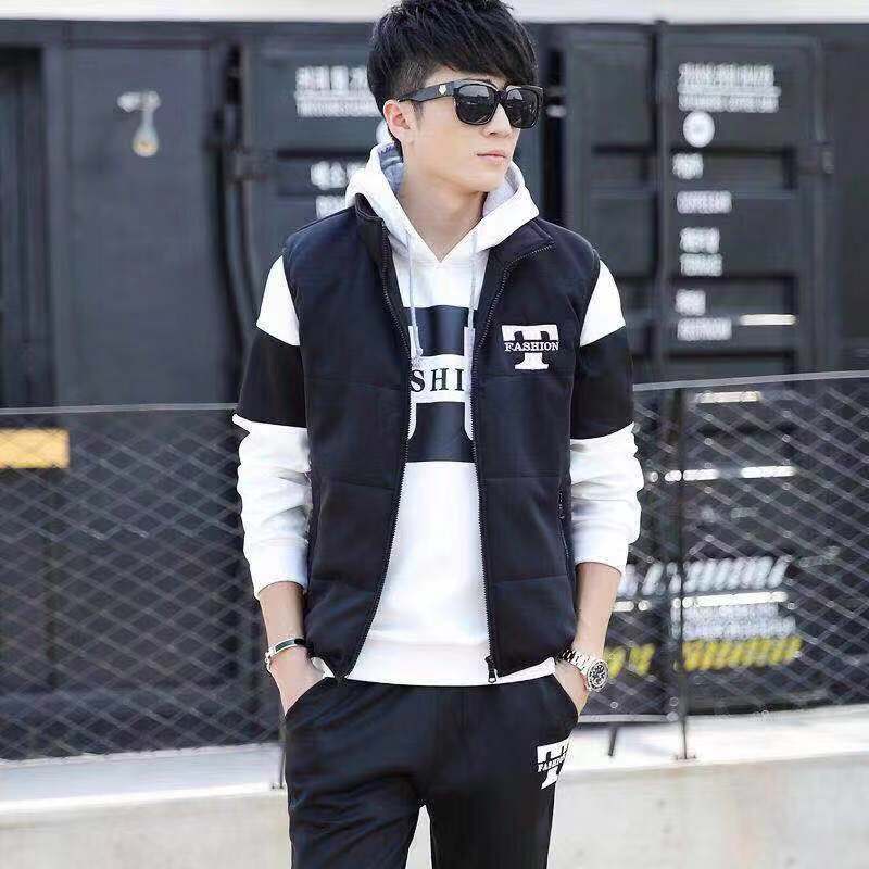 Herren Herbst Plus Fleece Warm Sports Casual Dreiteiliger Anzug M weiß von Joom DACH