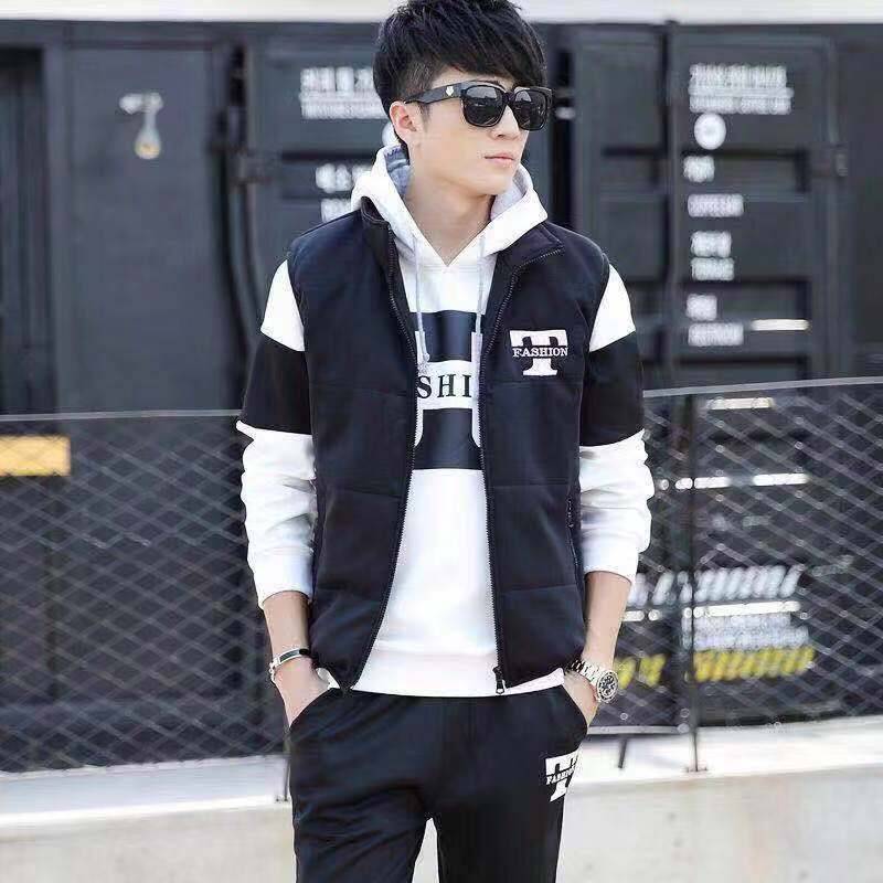 Herren Herbst Plus Fleece Warm Sports Casual Dreiteiliger Anzug M weiß von Joom DACH