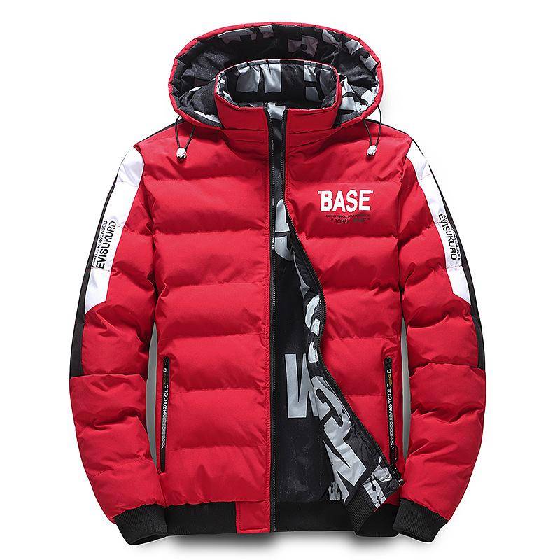 Herren Herbst Winter Baumwolljacke Warm Bequem Gepolsterte Verdickte Daunenjacke Doppelseitige Kleidung Abnehmbare Kappe L rot von Joom DACH