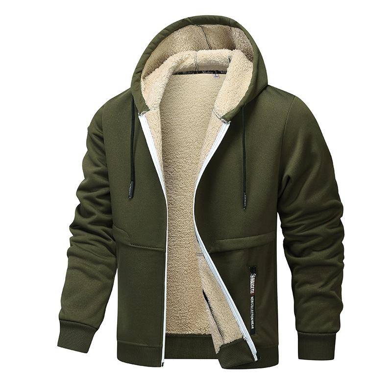Herren Herbst Winter Jacke Mantel Lamm Fleece Futter Verdicken Strickjacke Hoodie Lässige Sportbekleidung 9 Farben Größe XS-3XL XXL grün von Joom DACH