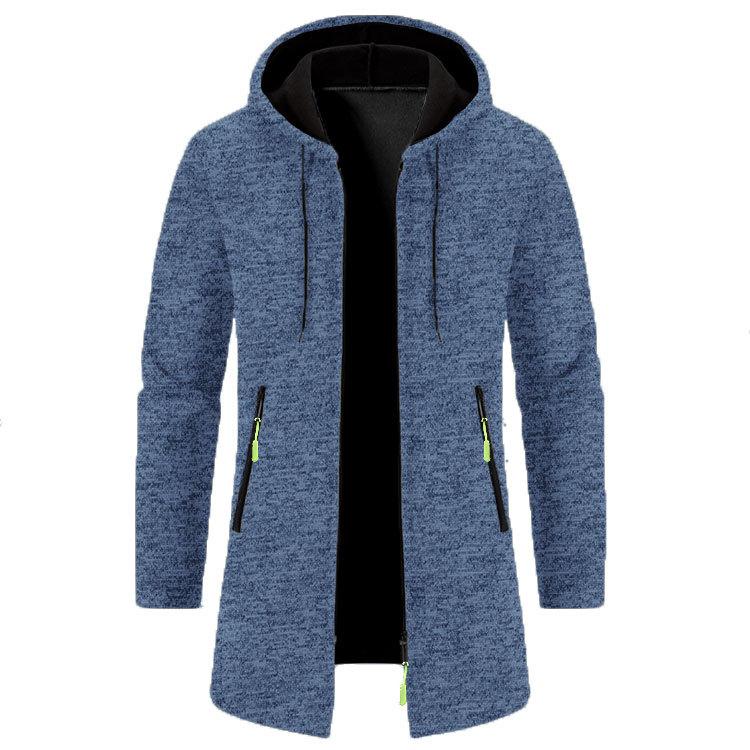 Herren Herbst Winter Mittellanger Mantel mit Kapuze Dünne, mit Fleece gefütterte Oberbekleidung Große Strickjacke mit Taschen M navy blau von Joom DACH