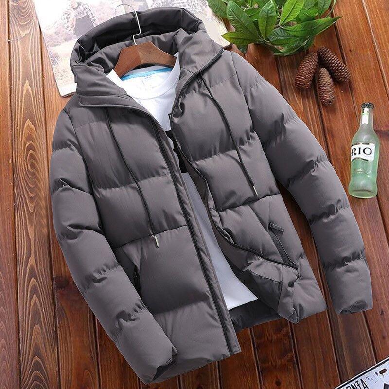 Herren Herbst Winter Warme Baumwolljacke Mode Kurz Slim Fit Mantel Lässig Einfarbig Reißverschluss Oberbekleidung mit Taschen M dunkelgraue von Joom DACH