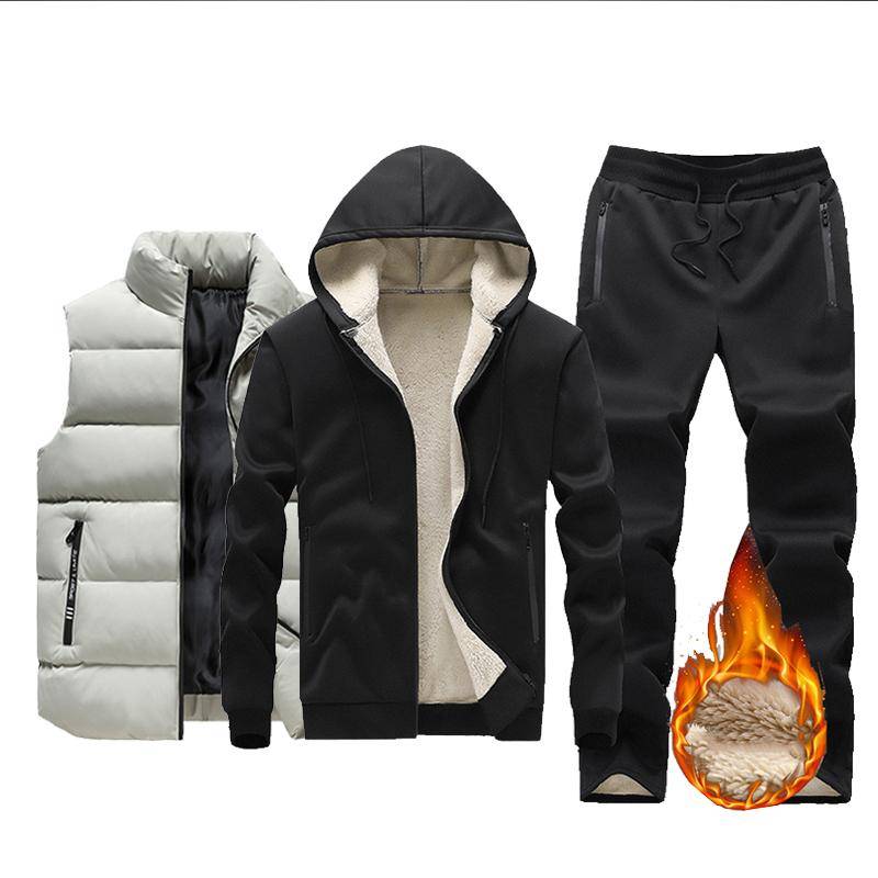 Herren Herbst und Winter Daunenjacke mit Kapuze aus Baumwolle Warme Weste Baumwollhose Lässiger warmer dreiteiliger Anzug XXL Herren Herbst und Winter Daunenjacke mit Kapuze aus Baumwolle Warme Weste Baumwollhose Lässiger warmer dreiteiliger Anzug XXL von Joom DACH