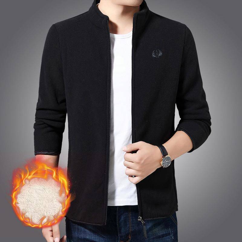Herren Herbst und Winter Fleece Dicke Jacke Outdoor Warme Mittelschicht Lamm Fleece Fleece Strickjacke S schwarz von Joom DACH