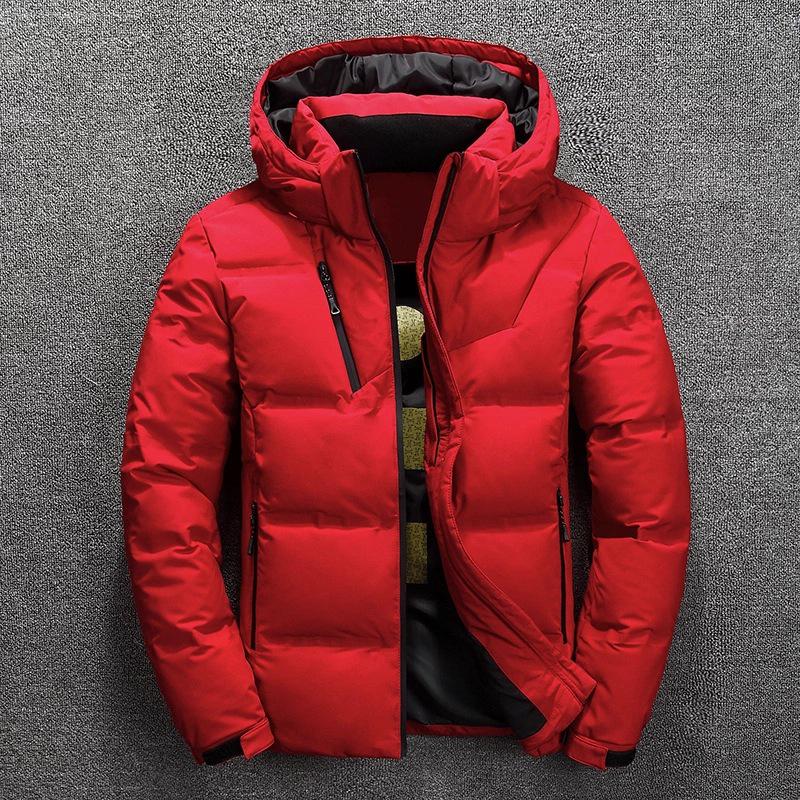 Herren Herbst und Winter Kurze Kapuzenjacke Große Größe Warme Jacke Lässige Reißverschlussoberseite Gefütterte Warme Baumwolle Jacke XL rot von Joom DACH