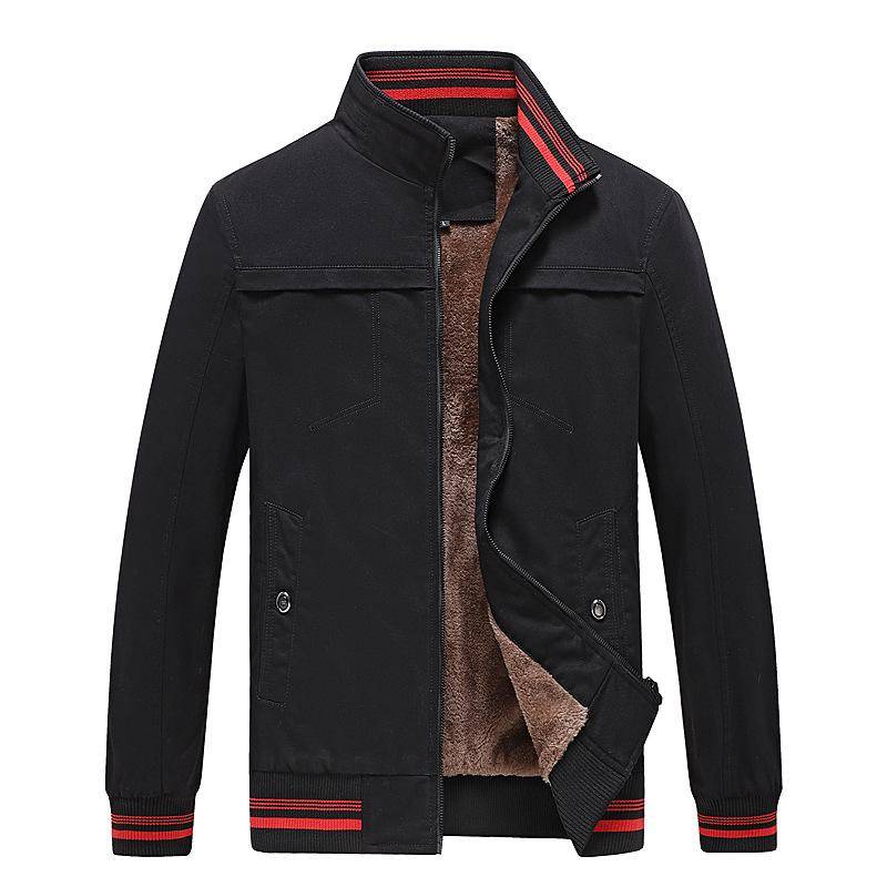 Herren Herbst und Winter Neu Fleece Verdickt Winter Winddicht Warm Stehkragen Reine Baumwolle Jacke XXXXL von Joom DACH