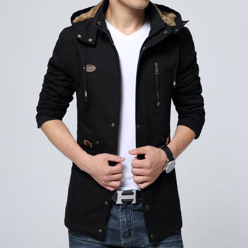 Herren Herbst und Winter Neu Herren Fleece Business Trenchcoat Große Größe Mittel und Lang Mantel Reine Baumwolle Jacke 5XL von Joom DACH