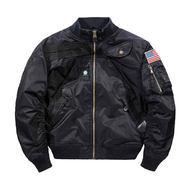 Herren Herbst und Winter Neue Fliegerjacke Outdoor Casual Stehkragen Mehrere Taschen Lose Große Jacke Herren 3XL von Joom DACH