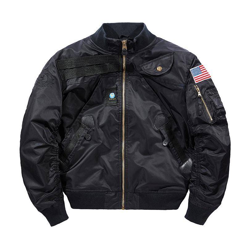 Herren Herbst und Winter Neue Fliegerjacke Outdoor Casual Stehkragen Mehrere Taschen Lose Große Jacke Herren 3XL von Joom DACH