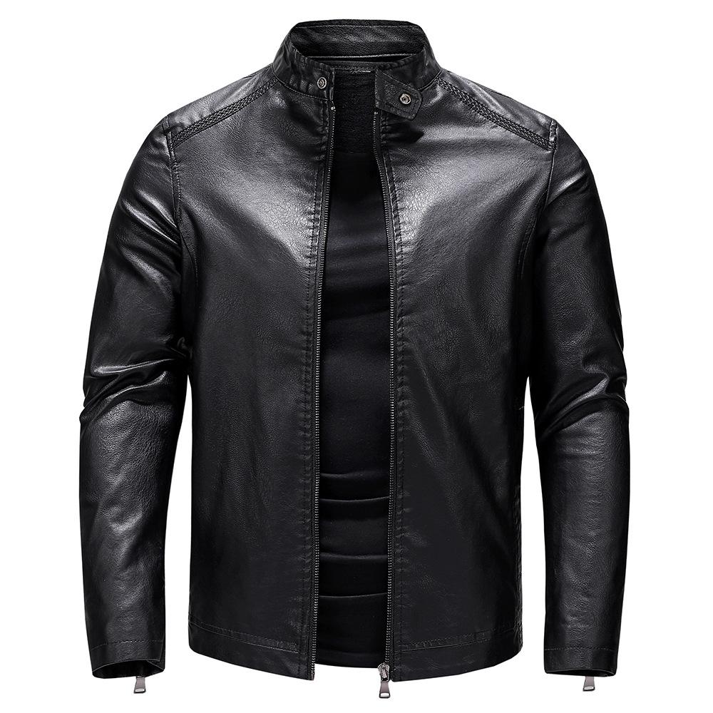 Herren Herbst und Winter Neue Herren PU Leder Kurzkragen Jugend Motorrad Lederjacke 2XL von Joom DACH