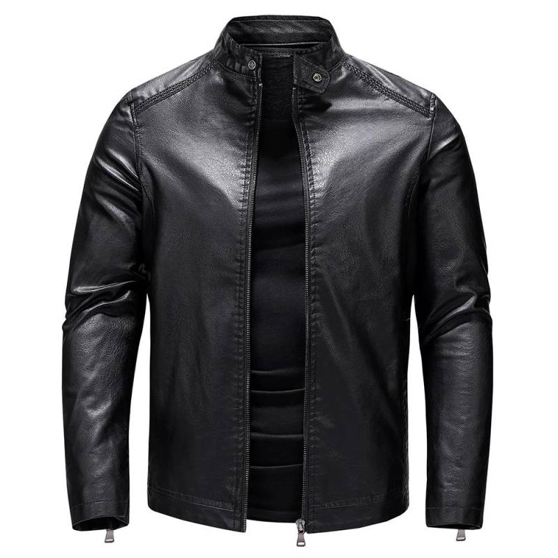 Herren Herbst und Winter Neue Herren PU Leder Kurzkragen Jugend Motorrad Lederjacke 2XL von Joom DACH