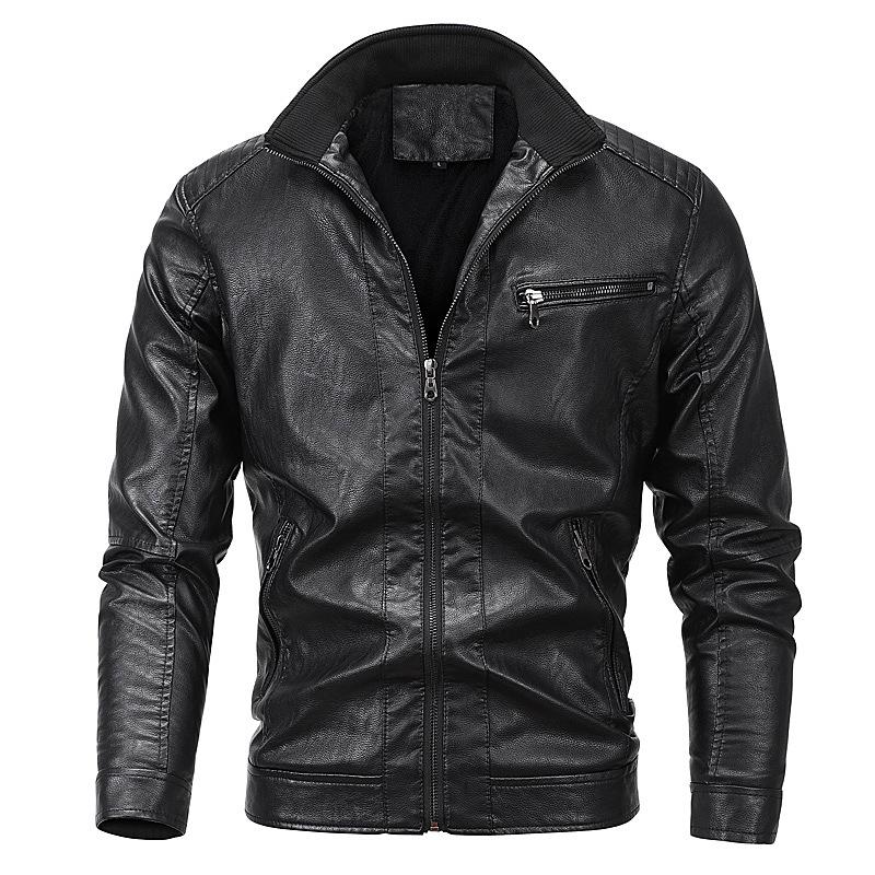Herren Herbst und Winter Neue PU Lederjacke Herrenjacke Washed Fleece Lokomotive Lederjacke 5XL von Joom DACH