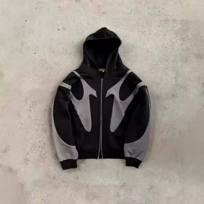 Herren Herbst und Winter New Street Hip Hop Bedruckter Hoodie Y2K Harajuku Style Jacke Sweatshirt S schwarz von Joom DACH