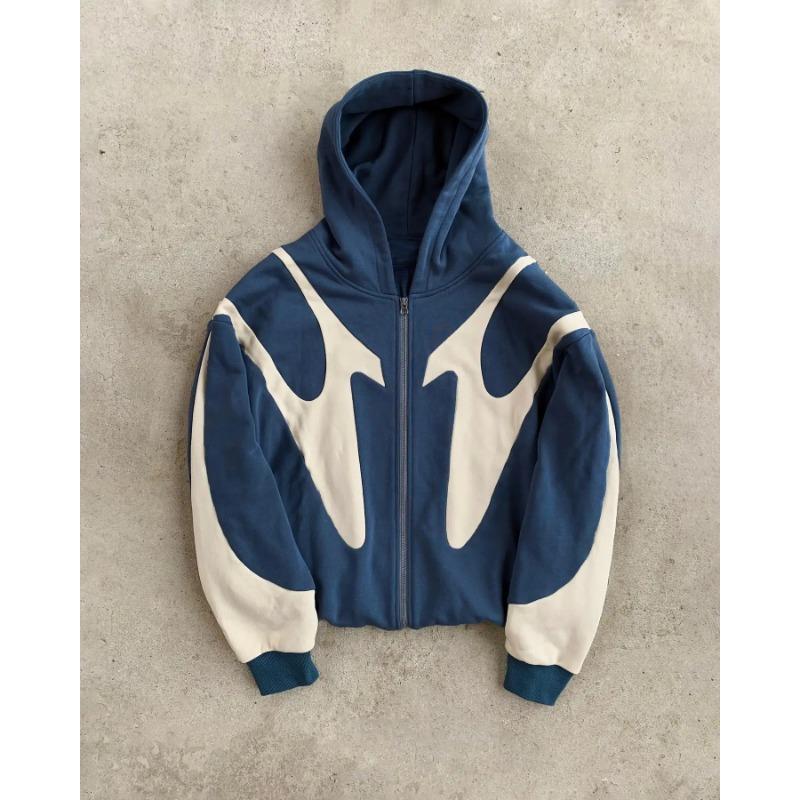 Herren Herbst und Winter New Street Hip Hop Bedruckter Hoodie Y2K Harajuku Style Jacke Sweatshirt XXL blau von Joom DACH