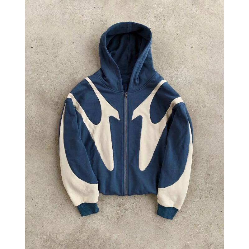 Herren Herbst und Winter New Street Hip Hop Bedruckter Hoodie Y2K Harajuku Style Jacke Sweatshirt XXL blau von Joom DACH