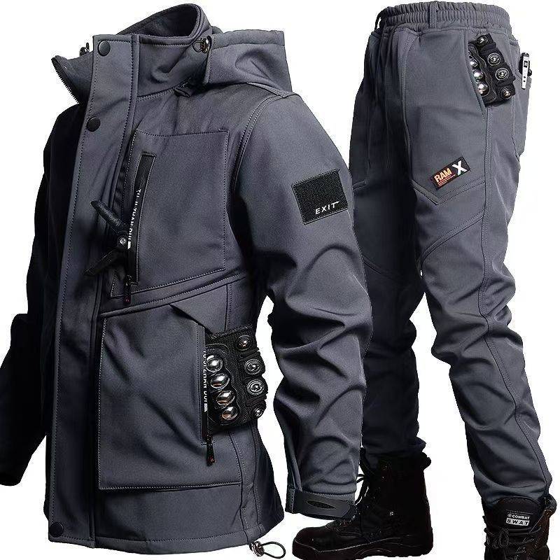 Herren Herbst und Winter Plus Samtanzug, verschleißfester, wasserdichter und kältebeständiger Jackenanzug XXXXL grau Herren Herbst und Winter Plus Samtanzug, verschleißfester, wasserdichter und kältebeständiger Jackenanzug XXXXL grau von Joom DACH