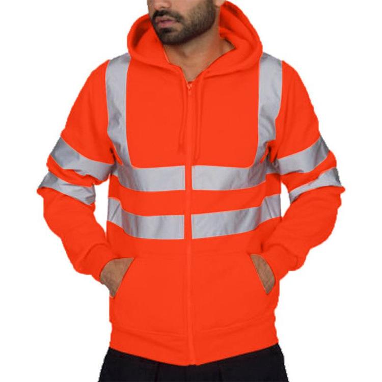 Herren Hi Vis Viz Reflektierende Sichtbarkeits-Fleecejacke, Mantel, Sicherheit, Arbeitskleidung, Kapuzenpullover mit Reißverschluss XXXXL orange von Joom DACH