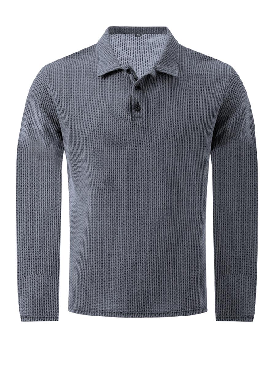 Herren High-End Eis Seide Langarm Mesh T-Shirt mit Kragen - Einfarbig Sommerfarbe 4XL hellgrau von Joom DACH