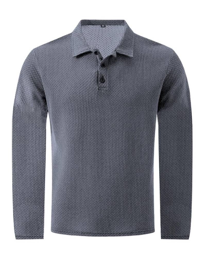 Herren High-End Eis Seide Langarm Mesh T-Shirt mit Kragen - Einfarbig Sommerfarbe 4XL hellgrau von Joom DACH