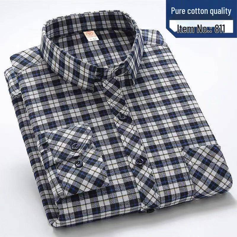 Herren High-End Reine Baumwolle Kariert Langarm Freizeit Hemd XL (130-150 jin) von Joom DACH