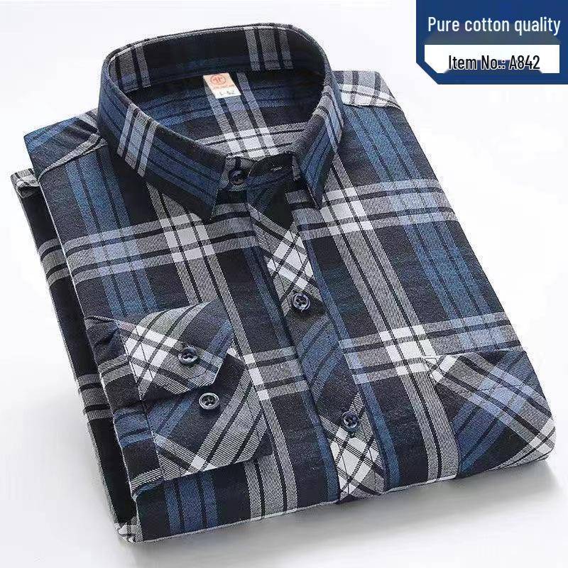 Herren High-End Reine Baumwolle Kariert Langarm Freizeit Hemd XL (130-150 jin) von Joom DACH