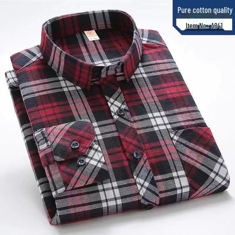 Herren High-End Reine Baumwolle Kariert Langarm Freizeit Hemd XL (130-150 jin) von Joom DACH