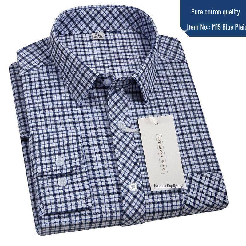 Herren High-End Reine Baumwolle Kariert Langarm Freizeit Hemd XL (130-150 jin) von Joom DACH