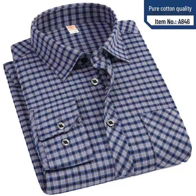 Herren High-End Reine Baumwolle Kariert Langarm Freizeit Hemd XL (130-150 jin) von Joom DACH