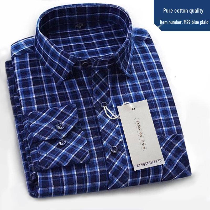 Herren High-End Reine Baumwolle Kariert Langarm Freizeit Hemd XXL (150-180 jin) von Joom DACH