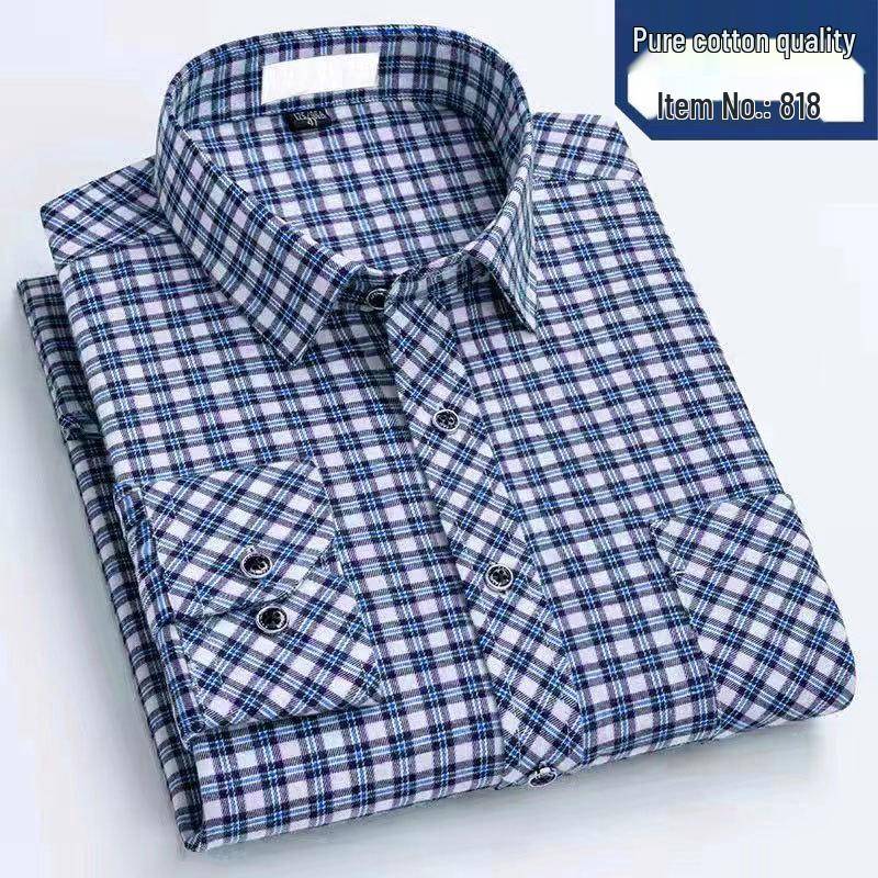 Herren High-End Reine Baumwolle Kariert Langarm Freizeit Hemd XXL (150-180 jin) von Joom DACH