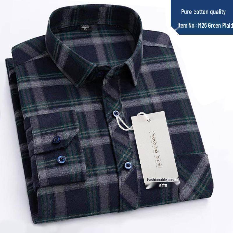 Herren High-End Reine Baumwolle Kariert Langarm Freizeit Hemd XXL (150-180 jin) von Joom DACH