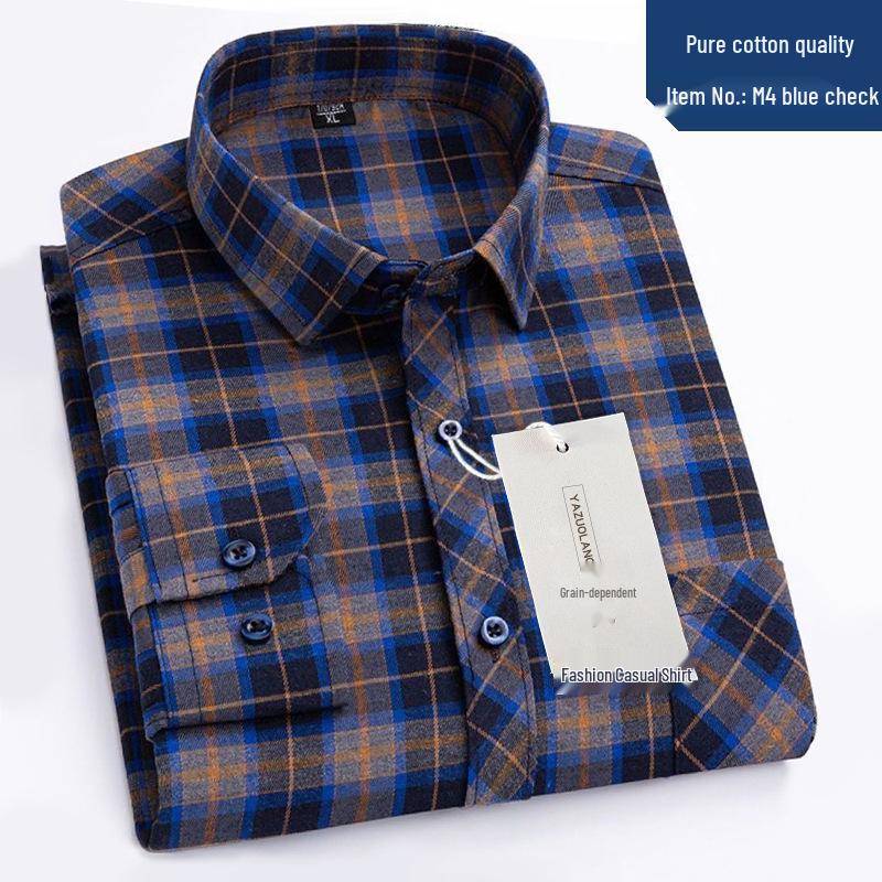 Herren High-End Reine Baumwolle Kariert Langarm Freizeit Hemd XXL (150-180 jin) von Joom DACH