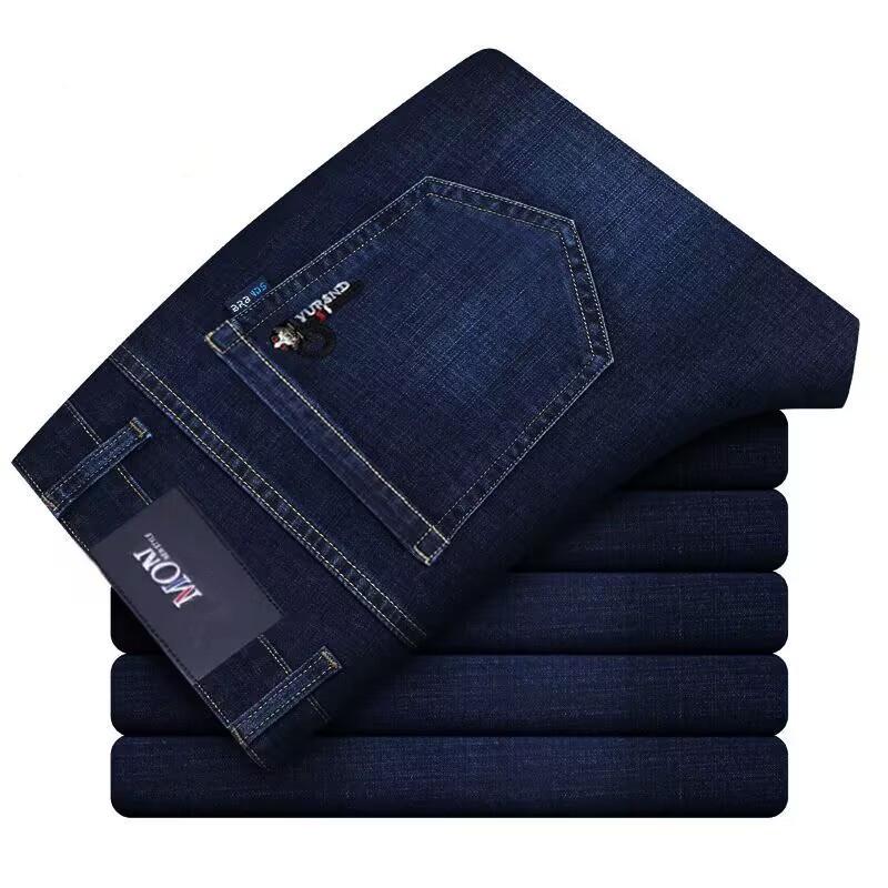 Herren High Waist Stretch Jeans - Frühling/Herbst Business Casual Straight Leg, Loose Fit. 33 dunkelblaue von Joom DACH