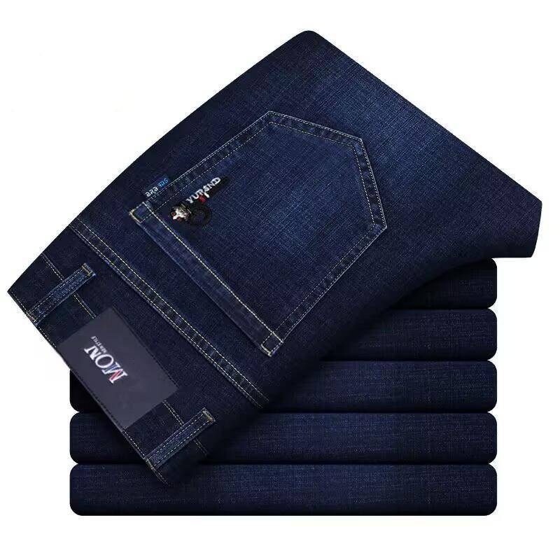 Herren High Waist Stretch Jeans - Frühling/Herbst Business Casual Straight Leg, Loose Fit. 33 dunkelblaue von Joom DACH