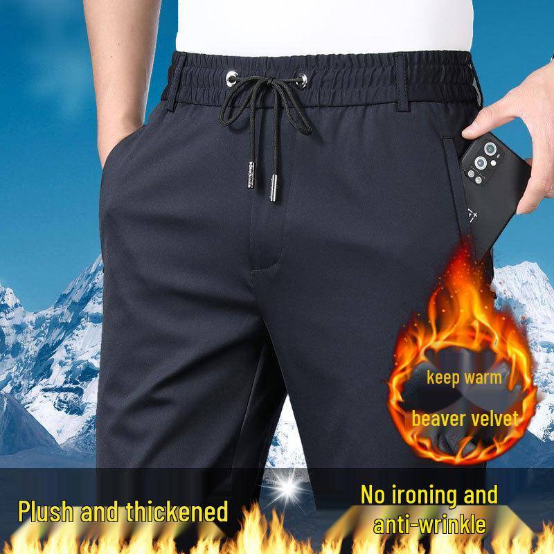 Herren Hohe Elastizität Dicke Lässige Jogginghose - Herbst/Winter Locker Gerades Bein mit Elastischem Bund, Hoher Taille und Ideal für Mittelalterlichen Komfort. 2XL von Joom DACH