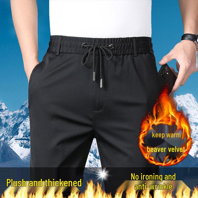 Herren Hohe Elastizität Dicke Lässige Jogginghose - Herbst/Winter Locker Gerades Bein mit Elastischem Bund, Hoher Taille und Ideal für Mittelalterlichen Komfort. 7XL von Joom DACH