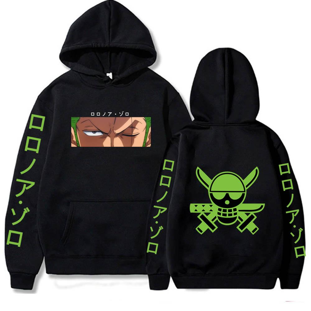 Herren Hoodie Anime One Piece Hoodie Frühling und Herbst Sport Casual Roronoa Zoro Hoodie Mode Pullover Fleece Jogging Sweatshirt XL schwarz von Joom DACH