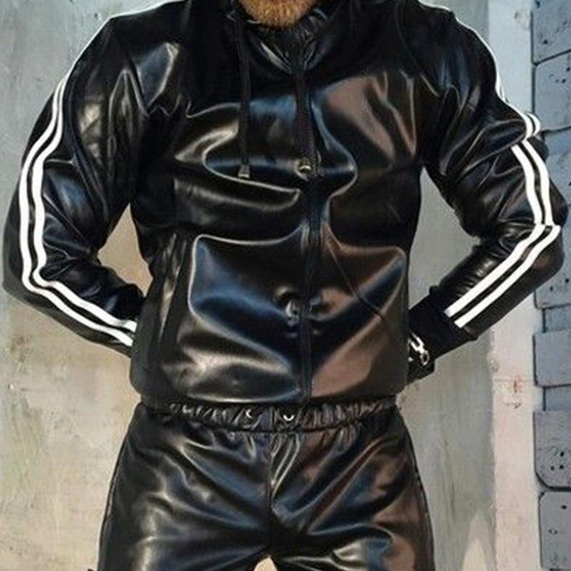 Herren-Hoodie-Anzug aus PU-Leder, lässige Sportbekleidung, Jogginganzug mit Kapuze, Sportbekleidung, Schwarz, Herren-Sportbekleidung, XS-5XL M schwarz Herren-Hoodie-Anzug aus PU-Leder, lässige Sportbekleidung, Jogginganzug mit Kapuze, Sportbekleidung, Schwarz, Herren-Sportbekleidung, XS-5XL M schwarz von Joom DACH