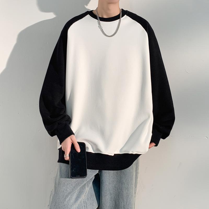 Herren Hoodie Neuer Frühling und Herbst Locker Lässiges Rundhals-Shirt Farblich passendes Hemd Herren Pullover Langarm-Basishemd 3XL von Joom DACH