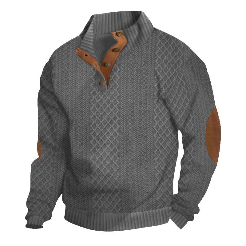 Herren Jacquard Strickpullover für Herbst und Winter, Übergröße 5XL Outdoor Casual Stehkragen Langarm Pullover 2XL von Joom DACH