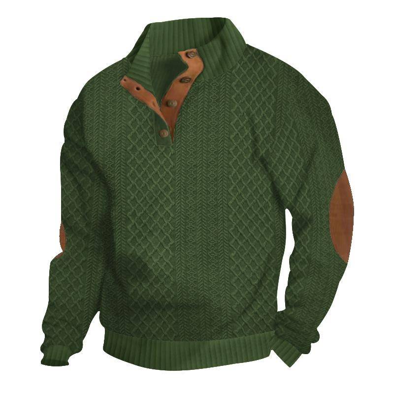 Herren Jacquard Strickpullover für Herbst und Winter, Übergröße 5XL Outdoor Casual Stehkragen Langarm Pullover 3XL grün von Joom DACH