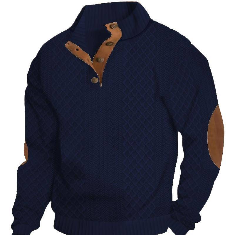 Herren Jacquard Strickpullover für Herbst und Winter, Übergröße 5XL Outdoor Casual Stehkragen Langarm Pullover 5XL navy blau von Joom DACH